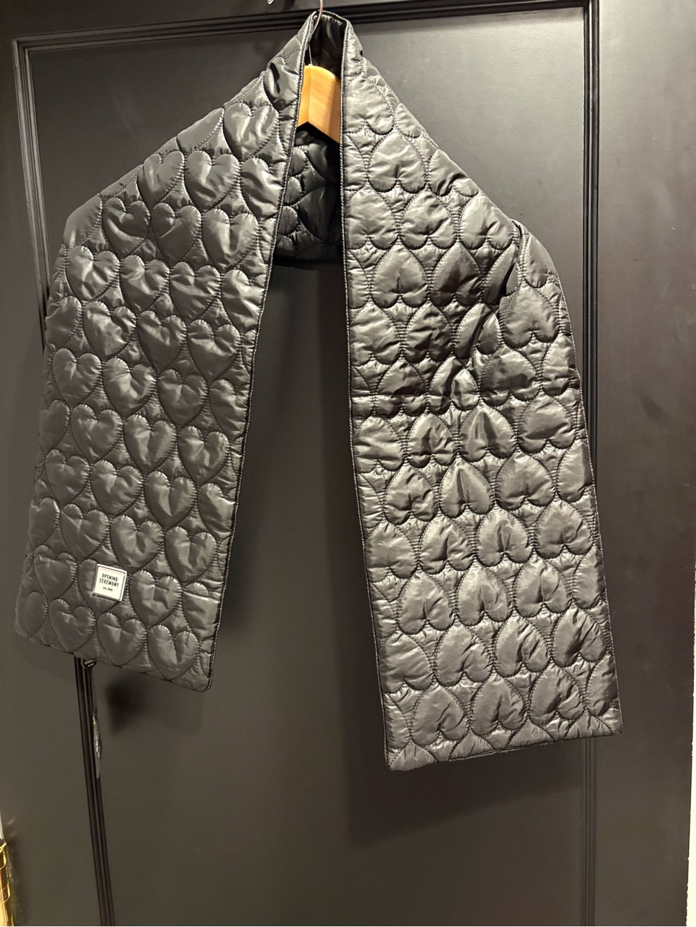 Opening Ceremony Black Quilted Heart-Pattern Scarf nwt men’s women’s